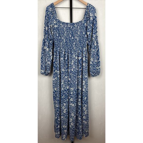 Cabana Life Dresses & Skirts - Cabana Life Aspen Smocked Maxi Dress Women's Medium Blue Floral Boho Cottagecore
